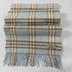 BURBERRY Baby Blue Nova Check 100% Cashmere Scarf